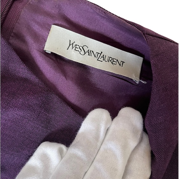 Yves Saint Laurent | Purple Wool and Mohair Ready to Wear Sleeveless Mini Dress - Picture 4 of 13